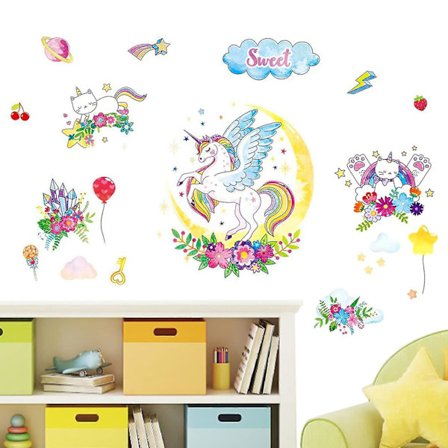 Väggklistermärken för barn,unicorn Wall Sticker,unicorn Sticker Cartoon Wall Sticker,rainbow Kids Wall