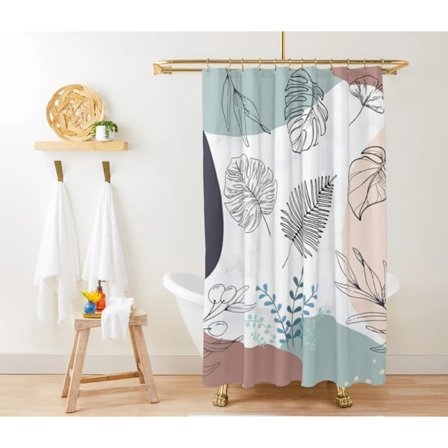 Vakker plante stoff baderom dusjforheng, moderne estetisk kunst
