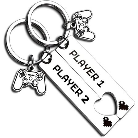 Gavesett med nøkkelringer for par, en perfekt gave til kjærester/kjærester, en flott gave til gamere, eller en romantisk bryllupsdag/Valentinsdagsgave