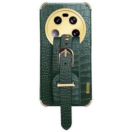 För Xiaomi 13 Ultra Elektropläterat Telefonfodral PU Läderbelagt TPU-skydd med Armband Ställ