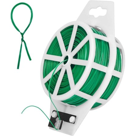 Havedyrkningswire, 100 m, snoet wire til klatreplanter, vinstokke, buske og blomster (grøn)