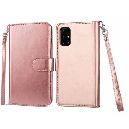 Samsung Galaxy A51 - Stilrent Praktiskt 9-Kort Plånboksfodral Roséguld