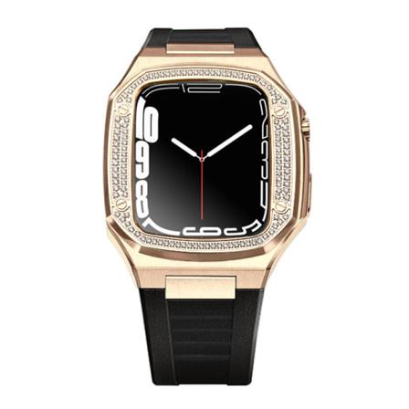 Noorzai S - Apple Watch Lyx-fodral & Band Med Strass Diamanter Rosa Guld