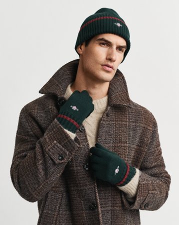 GANT Herren Essential Beanie und Handschuhe im Geschenkset (ONE SIZE) Grün