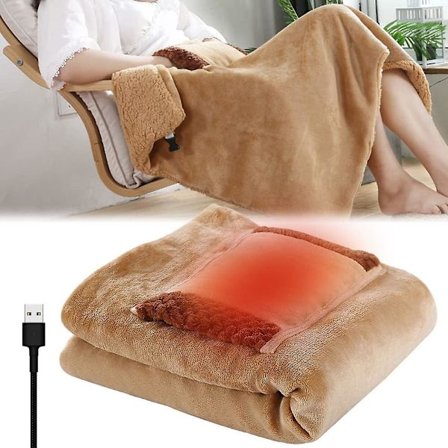USB-uppvärmd filt, mjuk bärbar elektrisk filt, varm filt med knappar, perfekt för hem, resor och bil