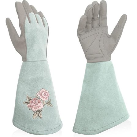 Havehandsker til kvinder - lange arbejdshandsker i imiteret læder - lange fingre - punkteringsresistente