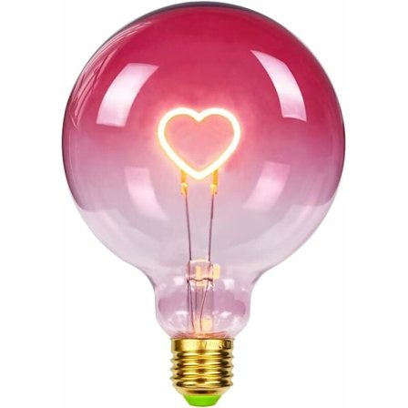 LED Pære Stor Globe Edison Pære G125 Rosa Farge Hjerte Filament 2W Dimbar Spesial Dekorativ Pære 220-240V E27 [Energiklasse G]