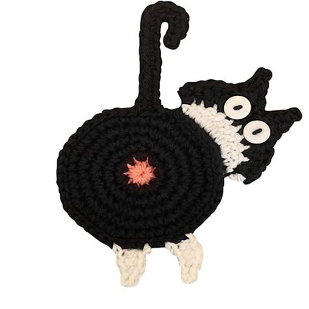3 stk Vevd Cat Coaster Håndlaget Strikket Kitten Coaster SVART