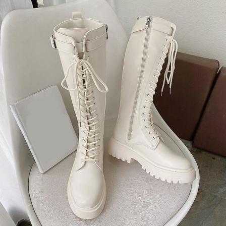 Nya Thicken Winter, Knähöga långa stövlar för kvinnor White 38