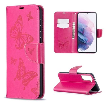 Butterfly Samsung Galaxy S21 Plus 5G nahkakotelo - Ruusu