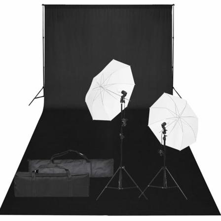 Vidaxl Fotostudio Med Lampor Och Bakgrund Svart