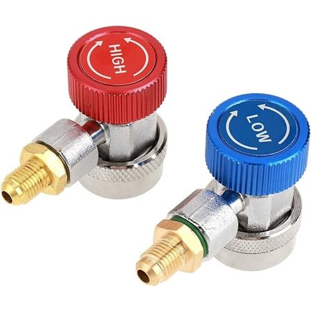 R134 A/C Lav-/Høyjusterbar Hurtigkobling Klimaanleggkoblingsadapter med Lokk for Ventiltilgangssystemer
