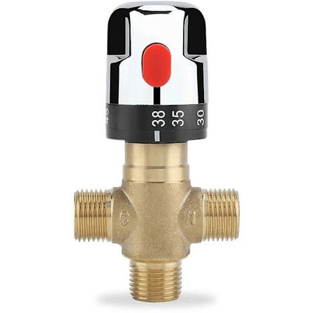 Termostatisk Blandingsbatteri, G1/2 Massivt Messing Vandtemperaturreguleringsventil, Trevejs Termostatisk Blandingsbatteri, Til Brug I Badeværelse, 