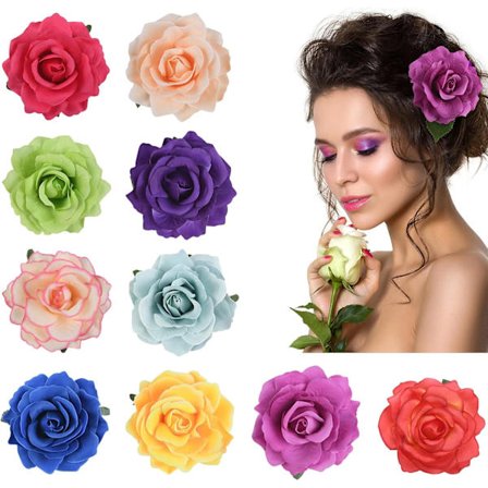 Kukkahiusneula, Kukkabrossi 10 kpl Monivärinen Ruusu Hiusklipsi Asusteet Naisille Tytöille Juhlat Ranta Häät