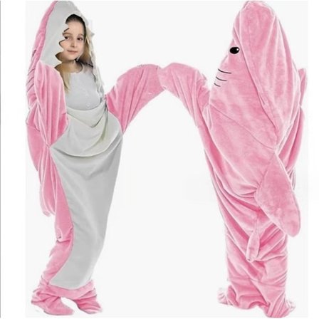 Hajformet sovepose tæppe tegneserie dyr jumpsuit flannel herre- og dametøj hjemme hajpyjamas Lys pink haj L 190 (Passer til 1,51m-1,68m)