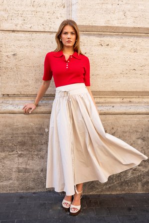 MISSMAYA - Astrid Skirt Golden Beige Poplin (PRE-ORDER. DEL: WEEK 3) - XS