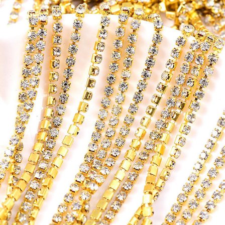 10m Rhinestone Close Chain Trimming Claw Chain Color Rhinestone Chain För Diy Arts Craft Sewing Jewelry Making