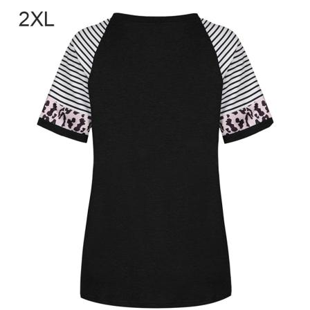 Dam T-shirt Randigt Print Kortärmad Blus Med Rund Hals,