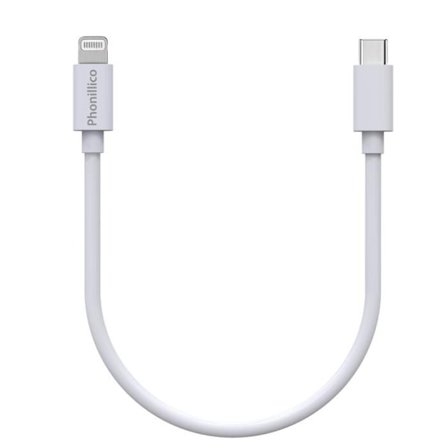 Kabel 20cm USB-C Lightning Laddare Vit för iPhone 14 / 14 PLUS / 14 PRO / 14 PRO MAX / 13 / 13 MINI / 13 PRO / 13 PRO MAX Phonillico