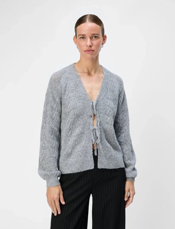 Object Objflora Re L/S Knit Cardigan Noos - Grey - XL