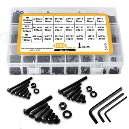 1080st Knapphuvud Socket Cap Skruvar Bultar Muttrar Brickor