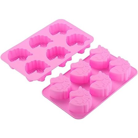 2-pack stora tjockare enhörningskakformar i silikon för choklad