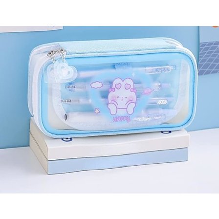 Penneetui med lynlås, brevpapir taske transparent organiseringsboks