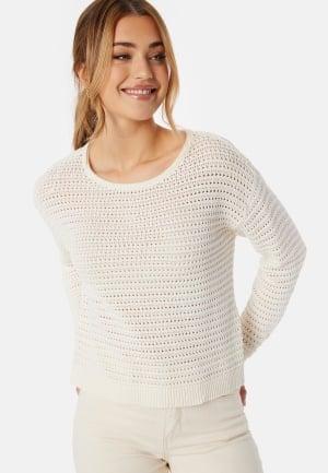 VILA Vibellisina boatneck L/S knit top Egret XS Egret Gensere Dam