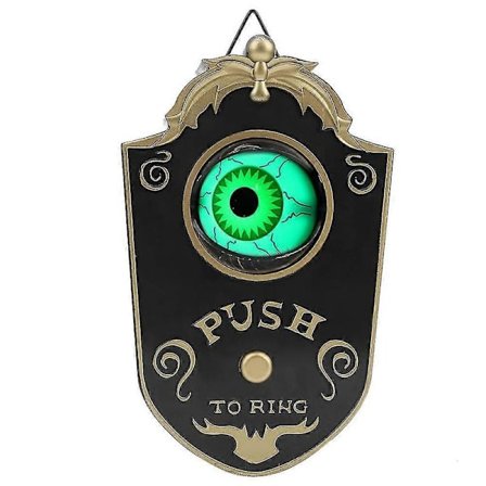 Läskig Halloween Enögd Dörrklocka Dekoration Dörrhängande Dörrklocka Ögonglob med Ljud (Svart)