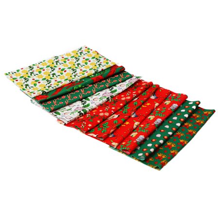 10 stk Julebomuldsstof Forskellige mønstre Flere farver Ren bomuld Quiltstof til jule DIY Håndværkssømning 25x25cm / 9,8x9,8in