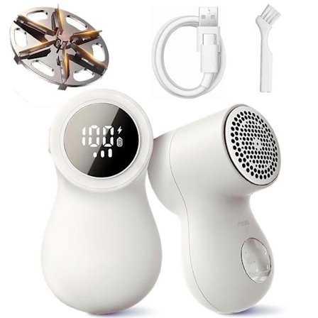 Elektrisk fnugfjerner, genopladelig med 3 tilstande, intelligent LED-display, USB-C-opladningsport, elektrisk fnugfjerner til forskellige stoffer