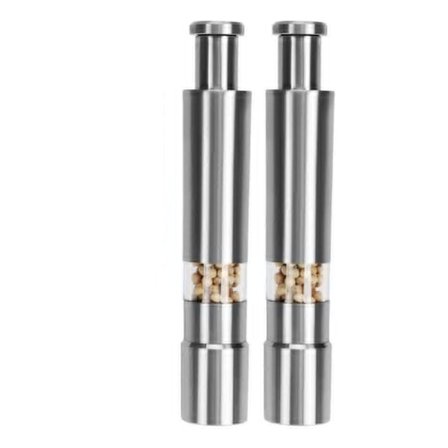 2 stk pepperkvern, salt- og pepperkvern i rustfritt stål, holdbar saltbøsse, enhåndsbetjening salt- og pepperkvern