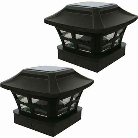 Solcellsstolpbelysning, LED-belysning för utomhus, staketstolpsbelysning med två ljuslägen, varmvit/ljusvit, lämplig för 4x4 tum trästolpar (2-pack), 