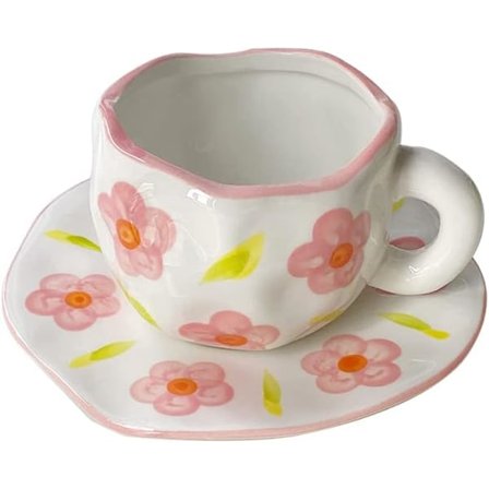 Söt Kaffe Mugg Te Koppar och Fat Set, Moln Kaffe Mugg Cappuccino Latte Te Mjölk Koppar Frukost Mugg Presenter