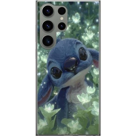 Samsung Galaxy S23 Ultra Läpinäkyvä kuori Stitch med blomma kawaii Disney alien blå