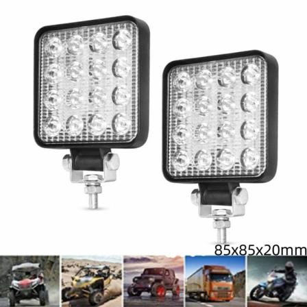 Auton LED-työvalo, neliömäinen tarkastusvalo, maastoajoneuvon työvalo - 16 LED, 48 W, 85*85*20 mm, 4 kpl
