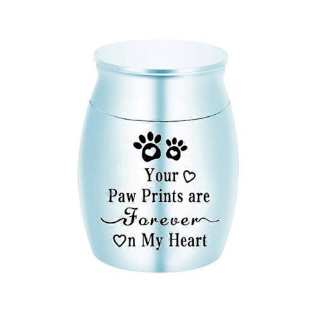 Urne med hundepoteaftryk til kæledyrsaske, kremeringsmindekrukke, specialgraveret navn og dato - 8 farver for bedste tilskrivning til hunde. 04 