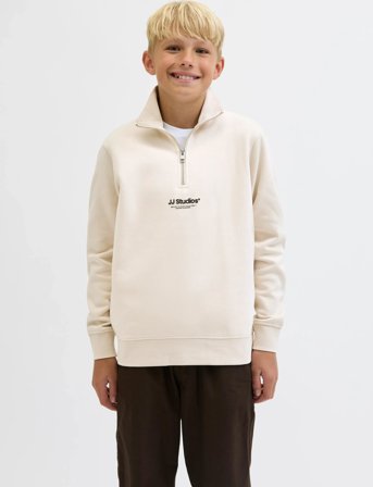 Jack & Jones Jjesoho Sweat Quarter Zip Hn Noos Jnr - Cream - 176