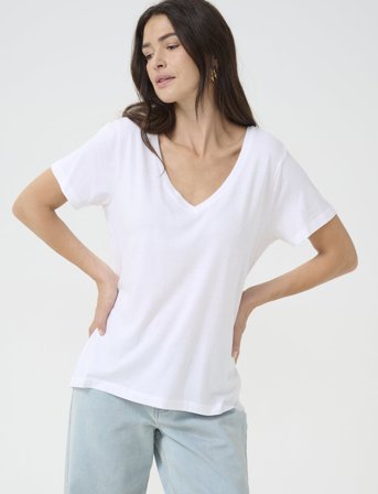 Cream Crnaia Deep V-Neck T-Shirt - White - XS