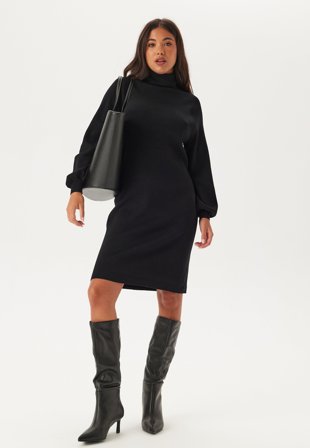 VILA - Viostria Roll Neck L/S KNIT DR - Black Beauty
