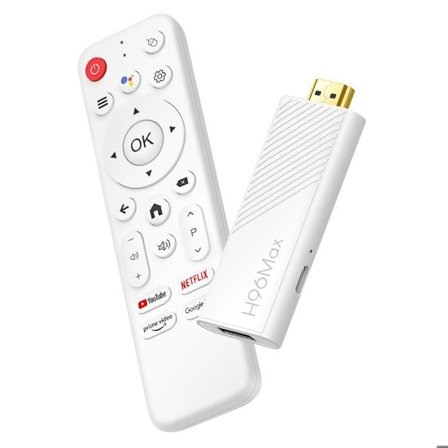 Stick TV Android 4K HDMI med fjärrkontroll Streaming Netflix YouTube Prime Video Vit