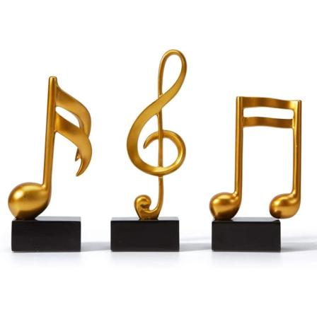 Kunst 3 stk. Musiknote Statue Dekoration Skulptur Resin Figuri