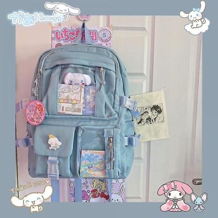 Kawaii Sanrio Mymelody Kuromi Cinnamoroll Pompom Purin Ny Rygsæk Tegneserie Stor Kapacitet Student Skoletaske Udendørs Rygsæk A
