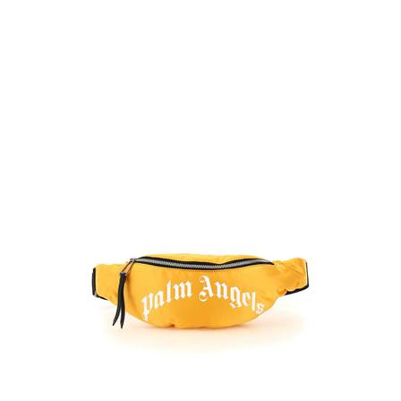 Palm Angels curved logo fanny pack , Geel , Heren , Maat: ONE Size Tassen