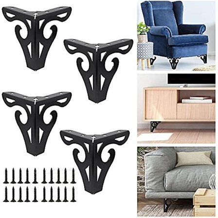 4 stk. Møbelben 4 tommer/10 cm Moderne Sofa Ben Metal Trekant Møbelfødder Tv-Stativ Og Skab Ben Bord Ben DIY Udskiftning Med Skruer