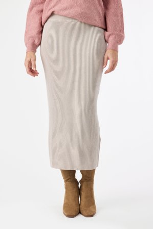 JENSEN - Strik Nederdel - Sand - ribstrikket