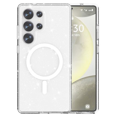 Glitter MagSafe-deksel Kompatibelt med Samsung Galaxy S25 Ultra Transparent