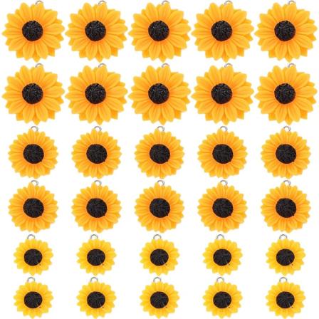 30 stk. Blomsterhætter Harpiksvedhæng Mini Solsikkeperler Solsikkevedhæng til Smykkefremstilling