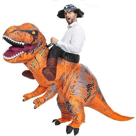 Oppustelig dinosaurkostume til voksne, oppustelig T-rex-kostume til ridning, sjovt Halloween-kostume, dinosaurfest, fancy dress-kostume