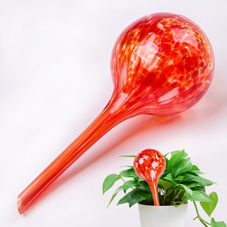 Vanding Kugler Sæt med 2, Planter og Blomster Vanddispenser, Kontorværktøj, Ø 6 cm, Glas, Rød